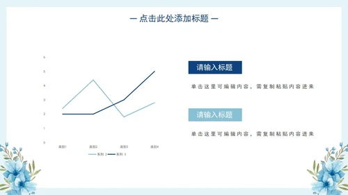 简约小清新蓝花工作总结PPT模板