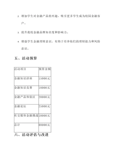 校园金融营销活动方案