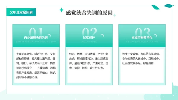 绿色绿叶小清新教育家庭中的感觉统合训练PPT课件教师培训