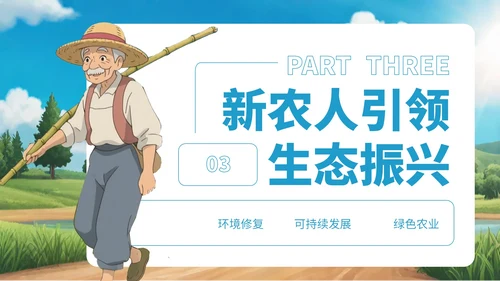 蓝色卡通风新农人乡村振兴宣传PPT