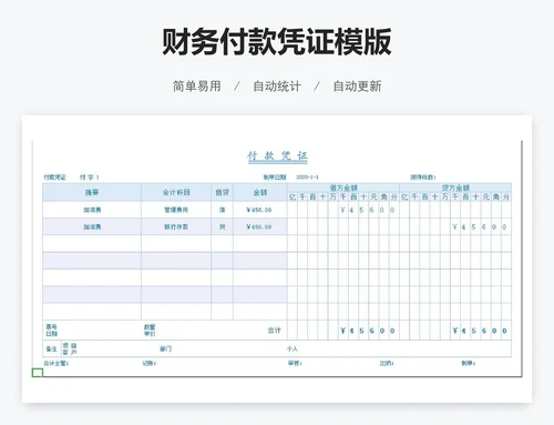 财务付款凭证模版