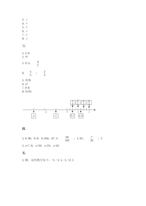河南省平顶山市六年级下册数学期末测试卷加精品答案.docx