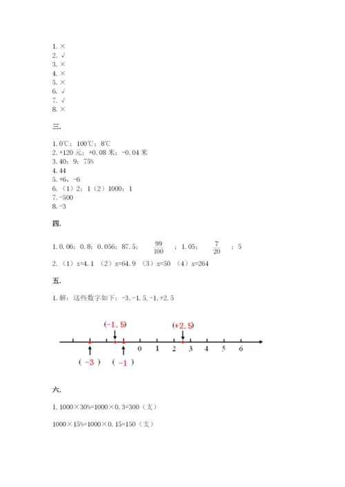 小学数学六年级下册竞赛试题（含答案）.docx