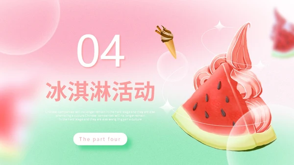 弥散风盛夏消暑冰淇淋甜筒冷饮宣传PPT
