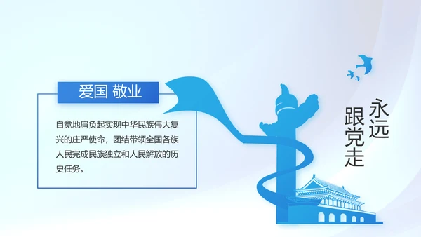 蓝色党建党支部年年终总结学习教育PPT