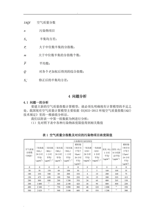 空气质量评价数学建模论文