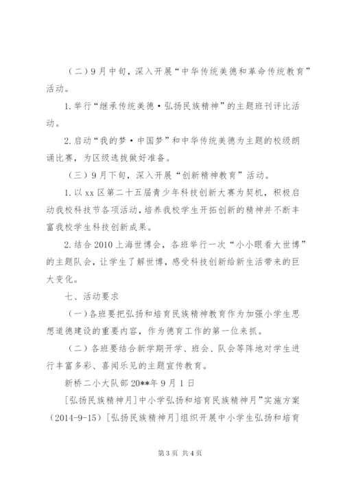 新桥二小“弘扬和培育民族精神月”活动方案精编.docx