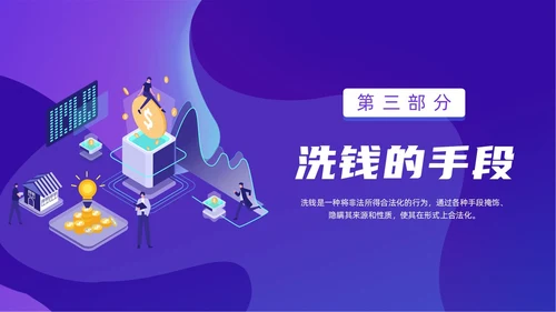 紫色简约风扁平化插画校园反洗钱动态PPT