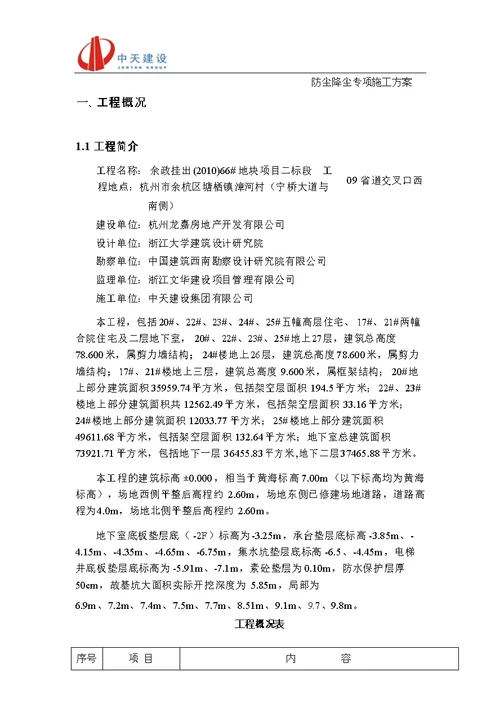 防尘降尘专项施工方案