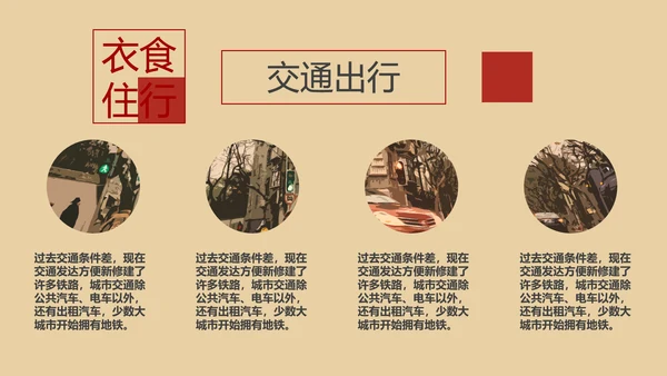 改革开放衣食住行PPT模板