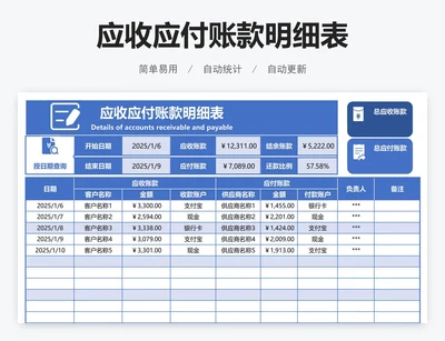 应收应付账款明细表