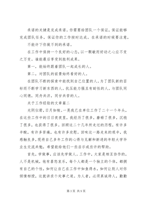 关于工作经验的文章.docx