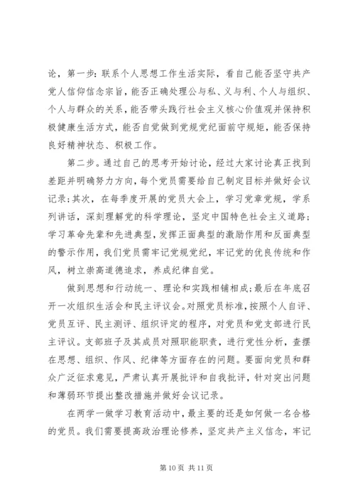 在两学一做主题活动上的批评与自我批评发言稿.docx