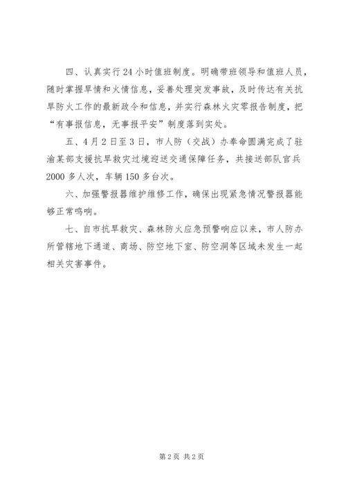 人防办救灾与防火情况汇报.docx