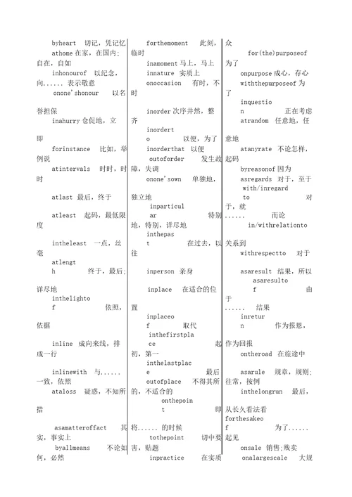 专升本英语名词词组和固定搭配