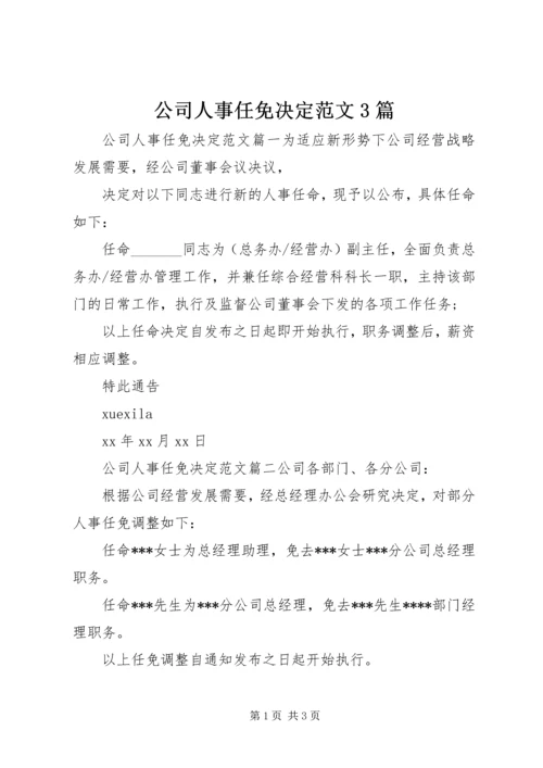 公司人事任免决定范文3篇.docx