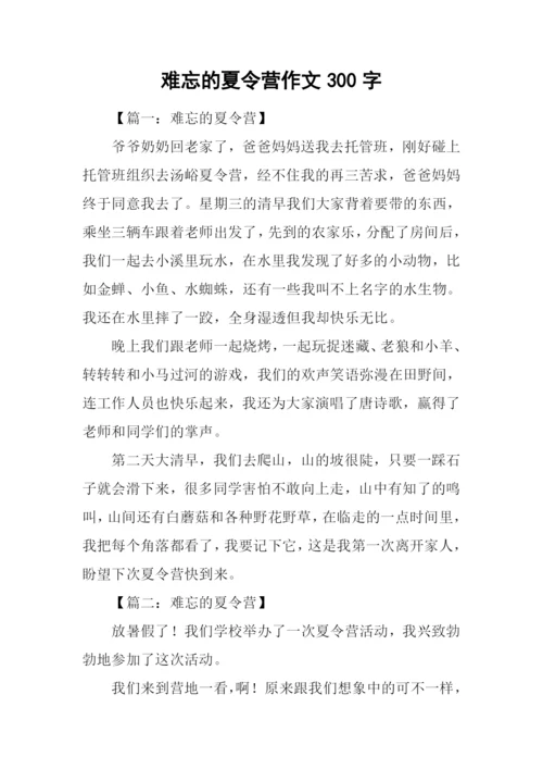 难忘的夏令营作文300字.docx