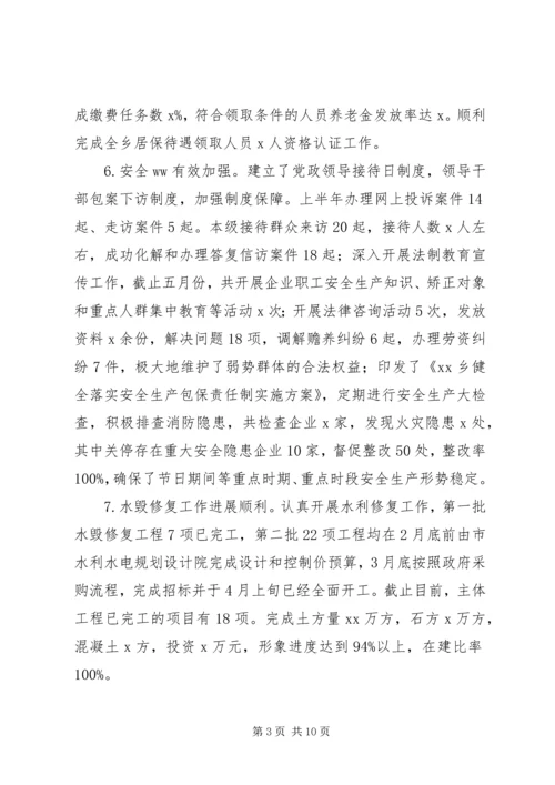 乡镇某年上半年工作总结及下半年工作安排.docx