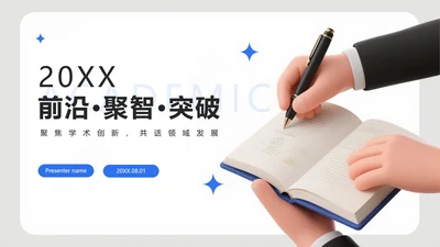 白色简约3D拟态风学术会议学术报告PPT模板
