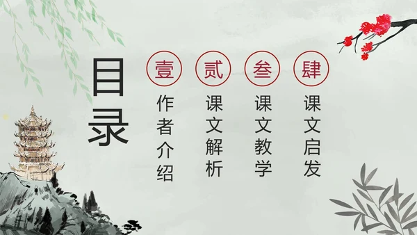 古风手绘水墨中国风语文教学说课PPT模板