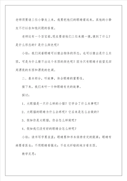 2022保护眼睛大班教案