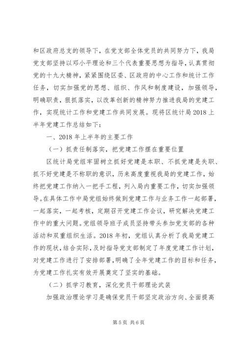 统计局党建工作上半年总结下半年计划.docx