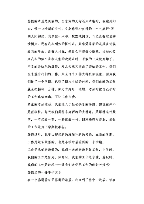 暑假里的一件事作文500字全新范文摘选