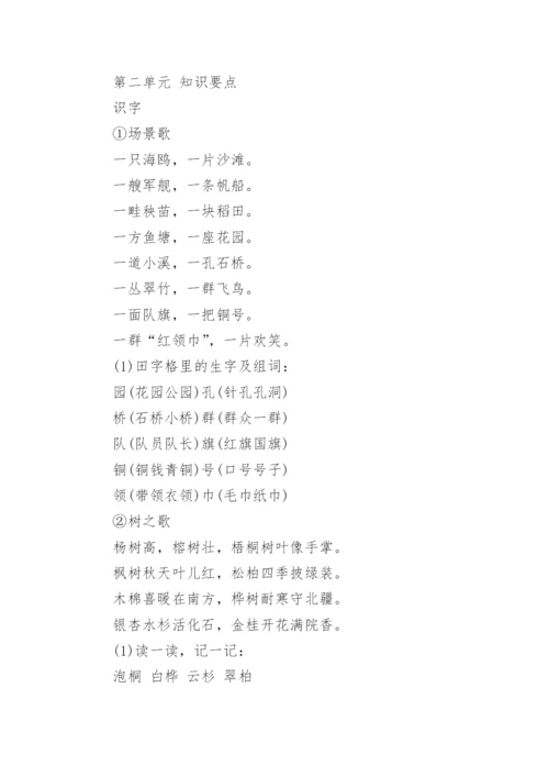 人教版二年级上册语文知识点归纳总结.docx
