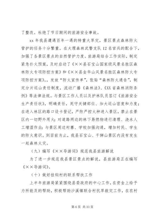 旅游事业局XX年上半年工作总结及下半年工作计划.docx