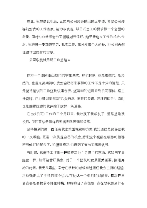 公司职员试用期工作总结 (2)