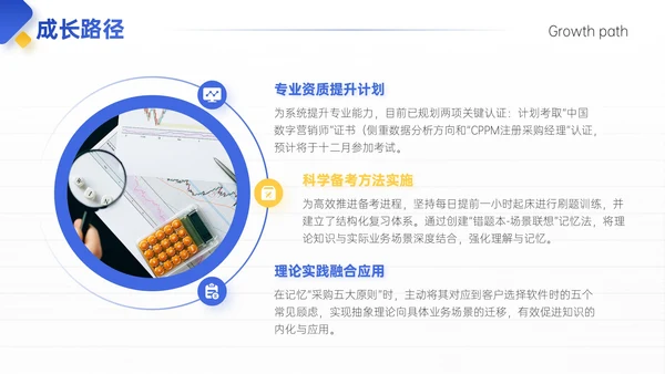 蓝黄色简约风试用期员工转正答辩PPT模板