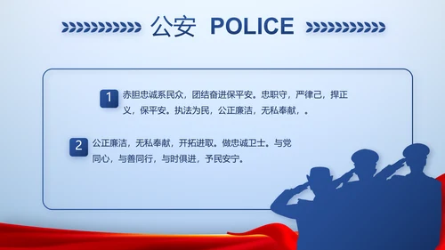 蓝色大气人民警察风采动态PPT模板