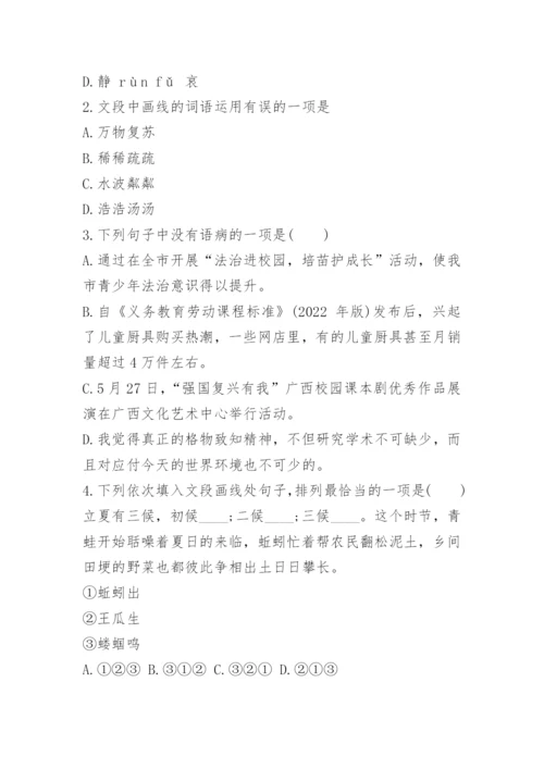 广西中考语文试卷真题及答案解析.docx