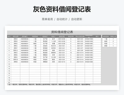 灰色资料借阅登记表