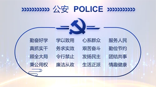 蓝色科技感派出所工作总结计划动态PPT
