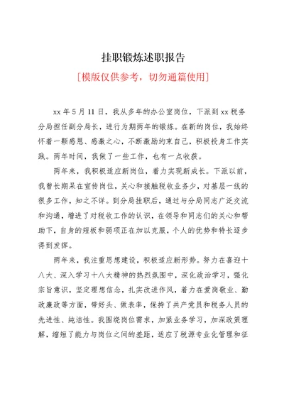 挂职锻炼述职报告