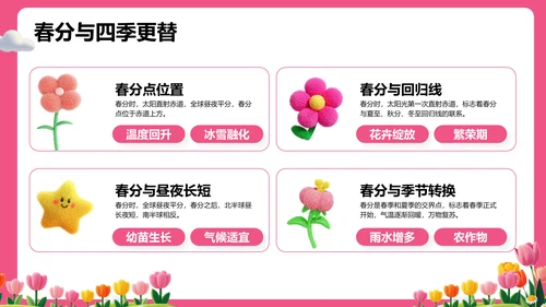 粉色插画风春分节气文化科普 PPT模板