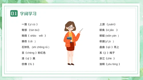 蓝绿色卡通小清新边框四年级语文下册记金华的双龙洞PPT小学语文四年级下册课件