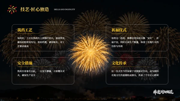 黄黑色系非遗浏阳烟花文化宣传PPT模板