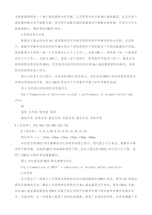 行车噪声环境下基于人耳频率选择特性的声学特征提取方法.docx