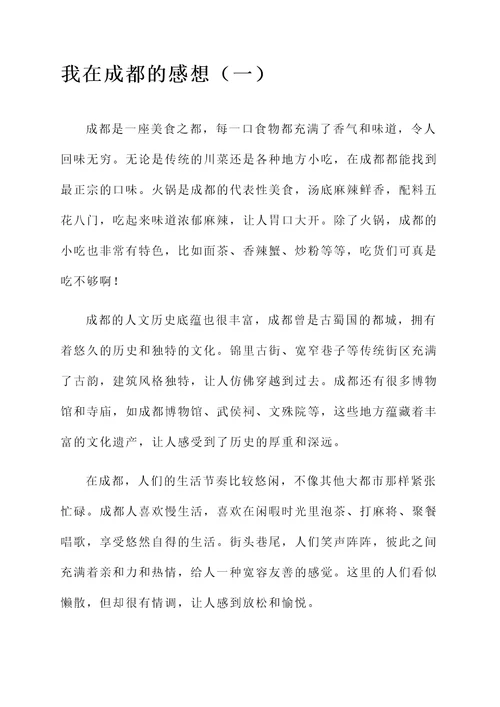 我在成都的感想