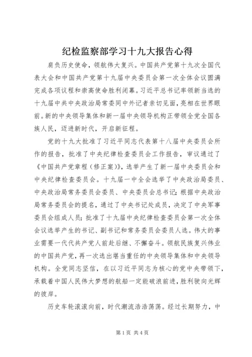 纪检监察部学习十九大报告心得.docx