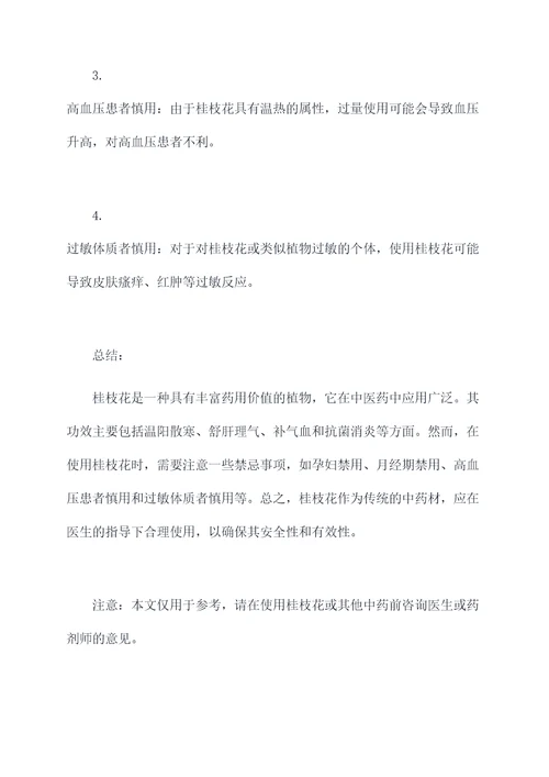 桂枝花功效和作用禁忌