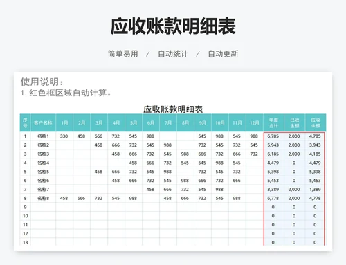 应收账款明细表