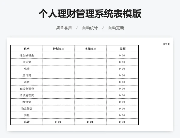个人理财管理系统表模版