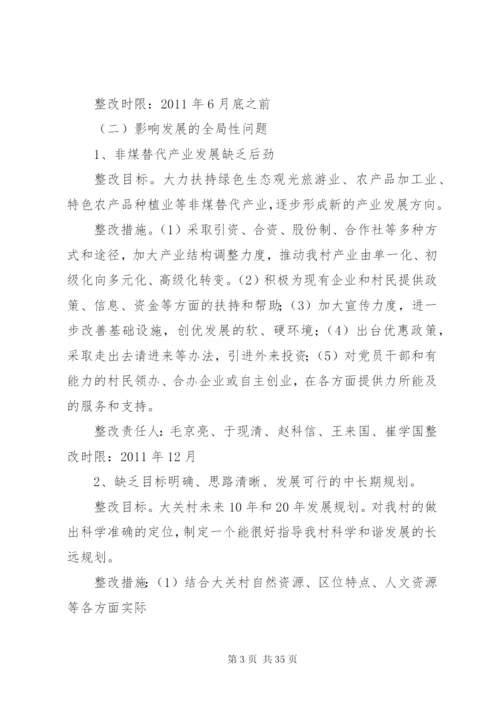 大关村党组织整改落实方案.docx