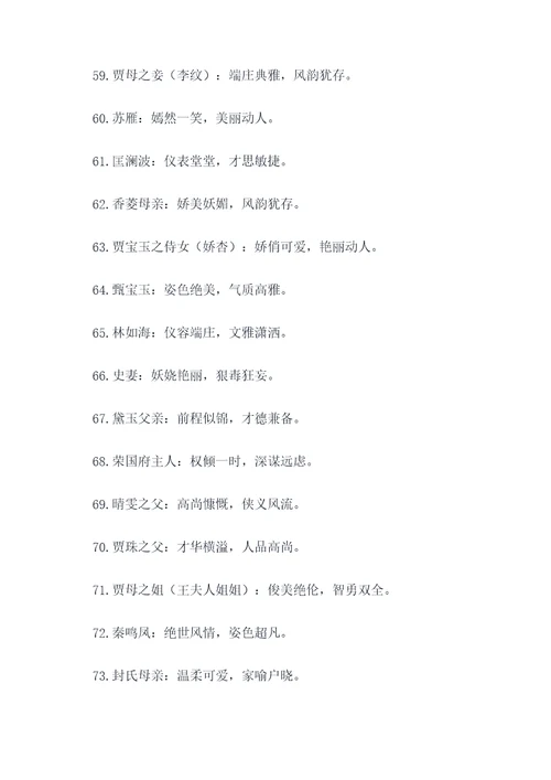 红楼梦人物描写好词好句
