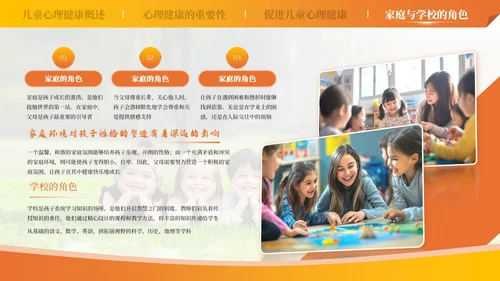 橙色儿童心理健康教育课件模板