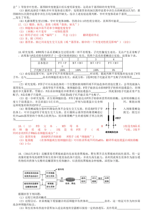 2018年5月海淀区高三生物查漏补缺题及参考答案官方版