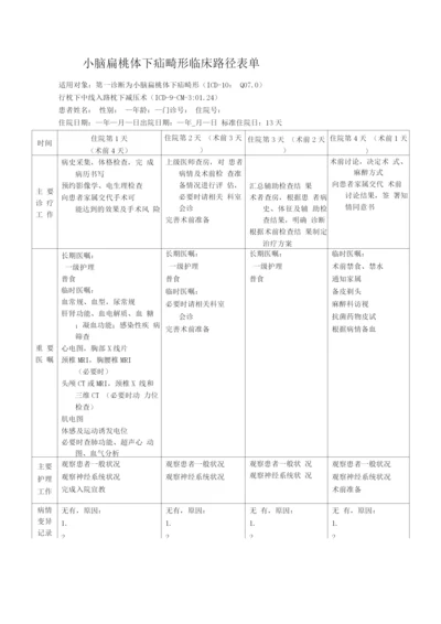 小脑扁桃体下疝畸形临床路径表单.docx